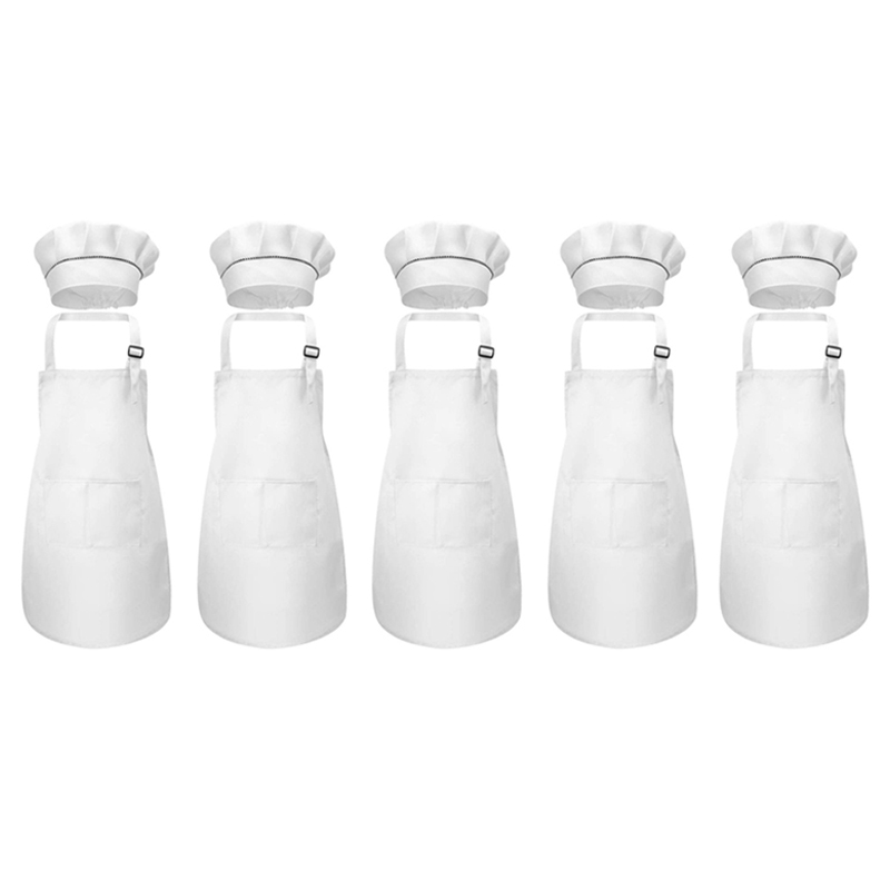 Adjustable Children's Kitchen Apron With Chef Hat Set, Perfect For Cooking And Painting Adjustable Children's Kitchen Apron With Chef Hat Set, Perfect For Cooking And Painting