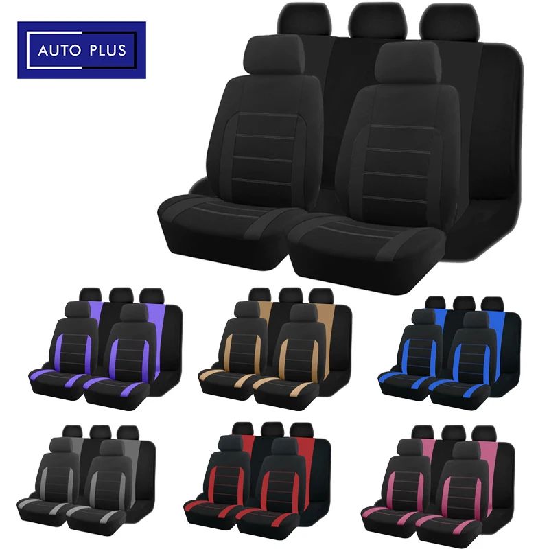 AUTO PLUS Universal Full Set Car Seat Covers For Most Vehicles black 2 Seat