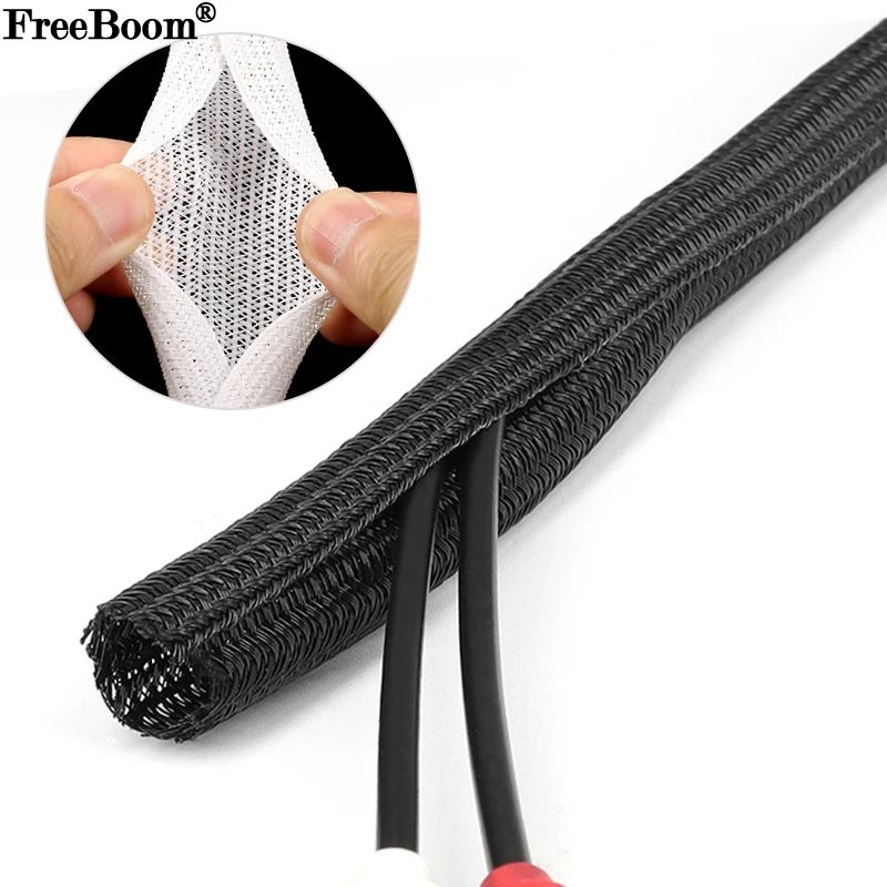 Flexible PET Braided Expandable Cable Sleeve Wire Organizer & Protector (250 Mm) black 0.98in 9.84ft