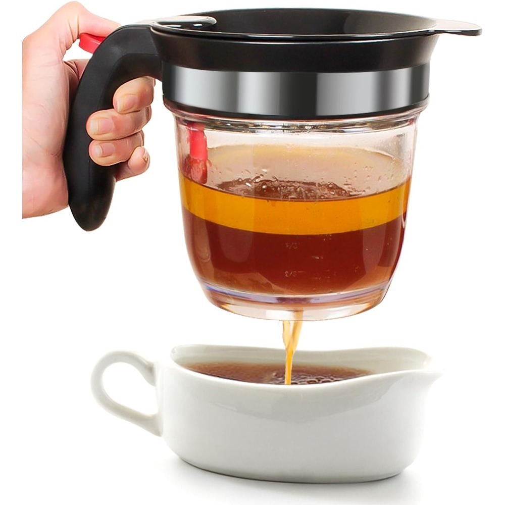 Fat Separator Bottom, Built in Oil Strainer For Efficient Grease Separation, Essential Kitchen Utensil Fat Separator Bottom, Built in Oil Strainer For Efficient Grease Separation, Essential Kitchen Utensil