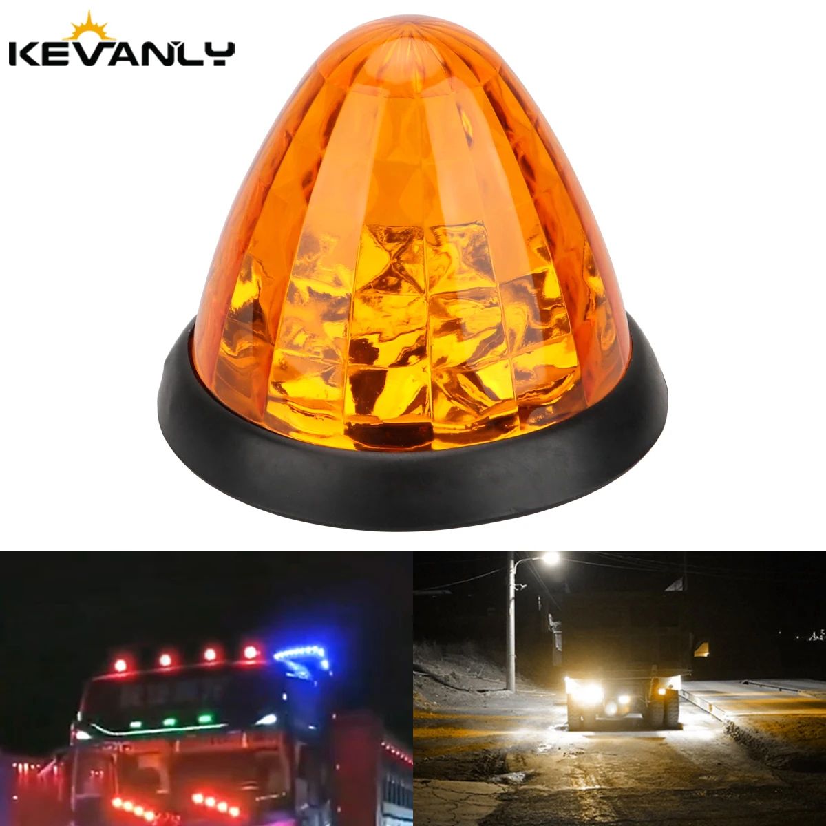 Big Watermelon 24V LED Side Marker Light Truck Clearance & Trailer Warning Lamp (Always On + Flashing) yellow