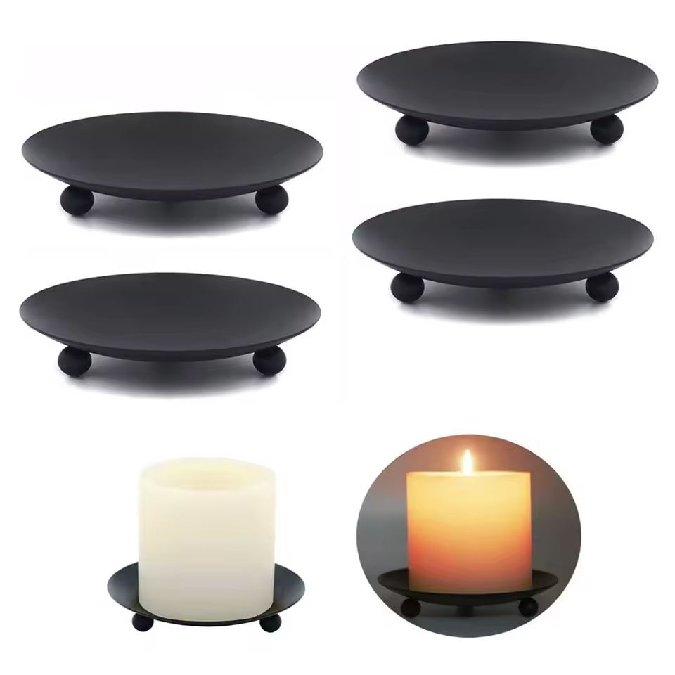 Iron Plate Pillar Candle Holder black l