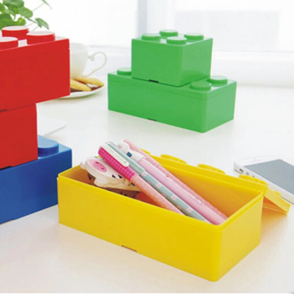 Creative Stackable Building Block Storage Boxes DIY Modular Organizer For Office, Home & Classroom green Rectangle