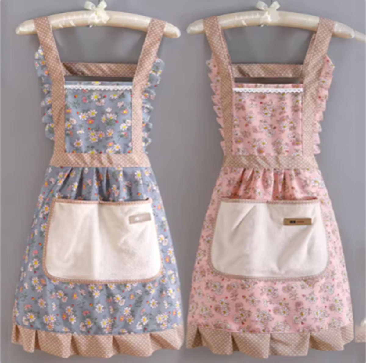 Lovely Canvas Apron For Women, Kitchen Cooking, Household Wear, Antifouling And Breathable, Cleaning Suitable pink
