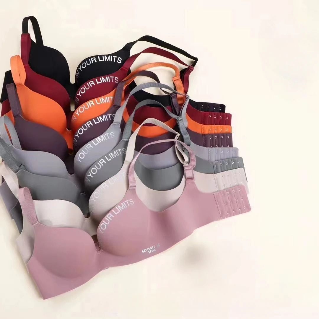 Seamless Floral Wireless Push Up Bralette No Steel Ring Bra gray 32 a