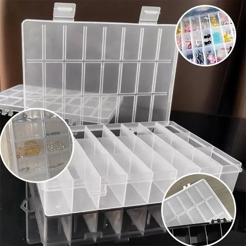 24 Grid Compartment Plastic Storage Box Organizer For Jewelry And Beads white (24 Grids)