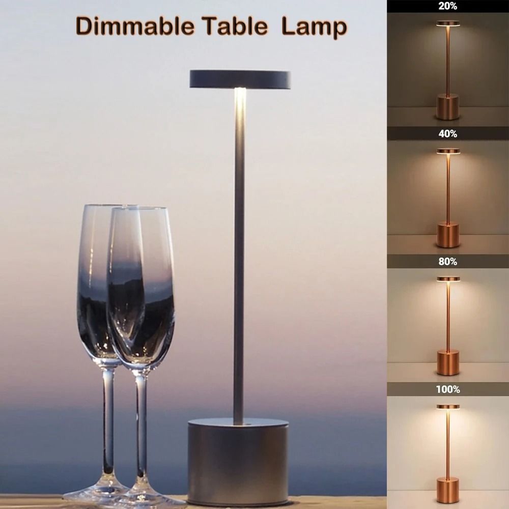 Wireless Rechargeable LED Table Lamp 3 Color Touch Sensor Night Light For Home & Outdoor Decor gold