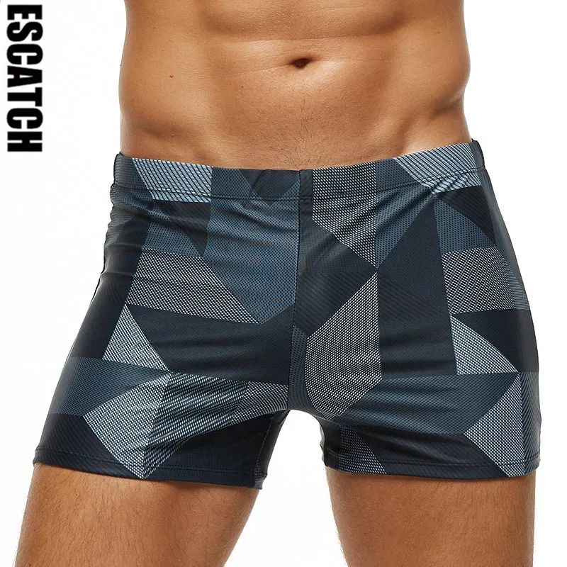 ESCATCH Plus Size Printed Mens Swim Trunks sports Blue l