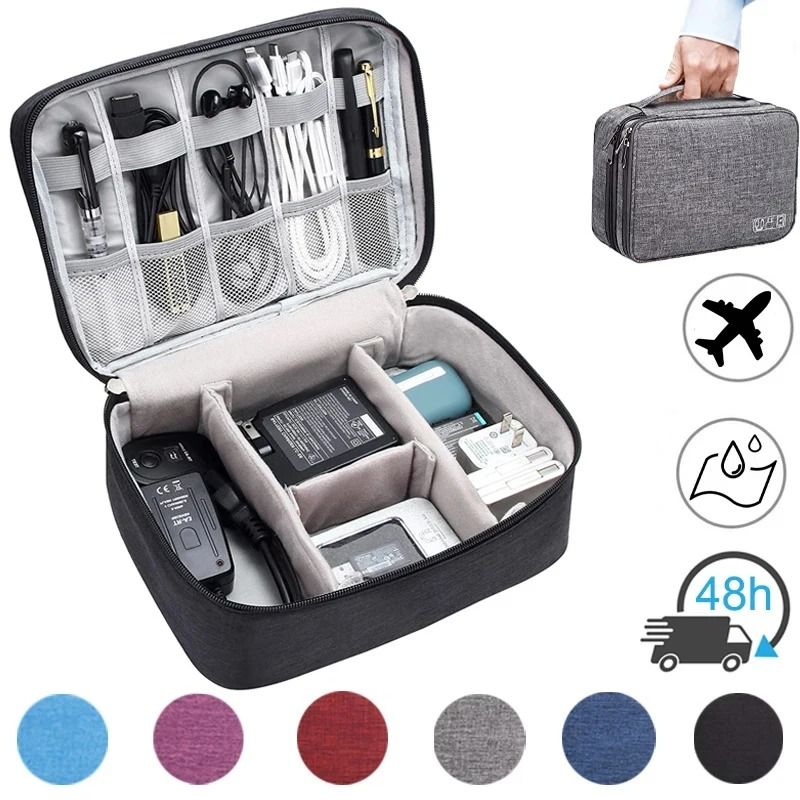 Waterproof Electronic Organizer High Performance Travel Case For USB Chargers, Data Lines, And Tech Gear purple