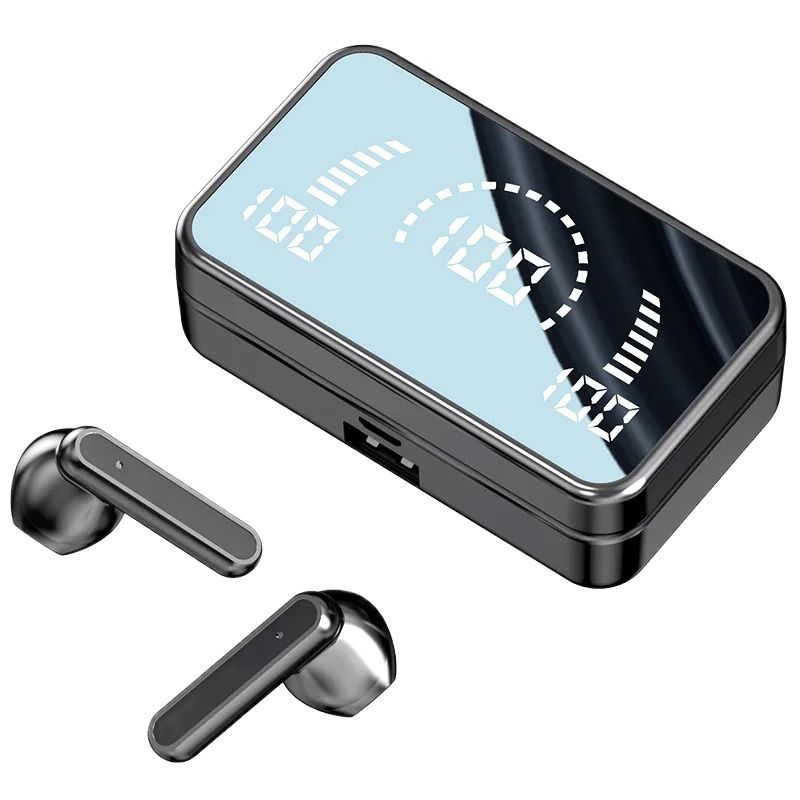 Wireless Bluetooth Earbuds With Noise Cancelling Mic LED Charging Box & Long Battery Life Bluetooth Headphones black