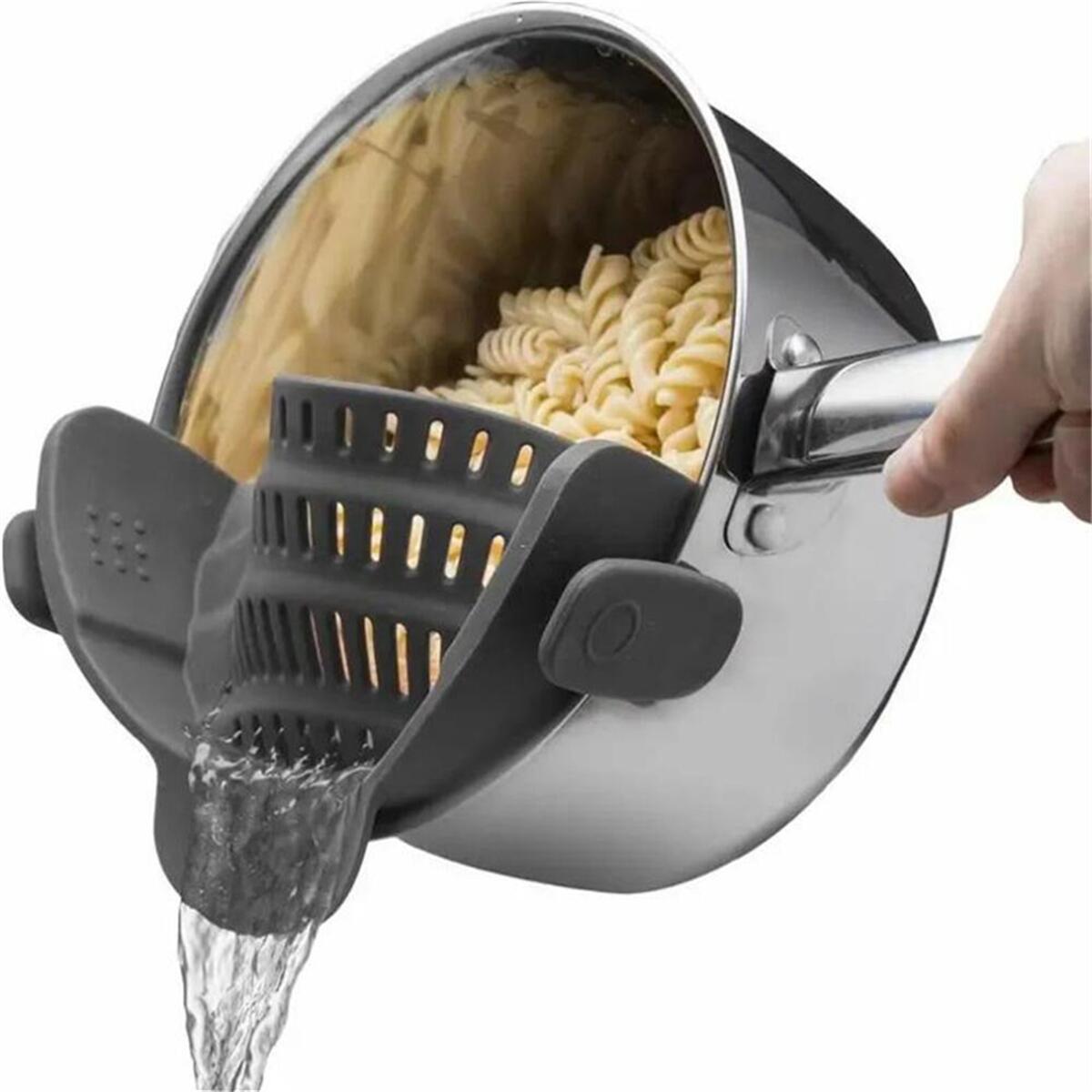 Kitchen Pot Strainer, Adjustable Clip On Strainer For Pots, Pans, And Bowls black