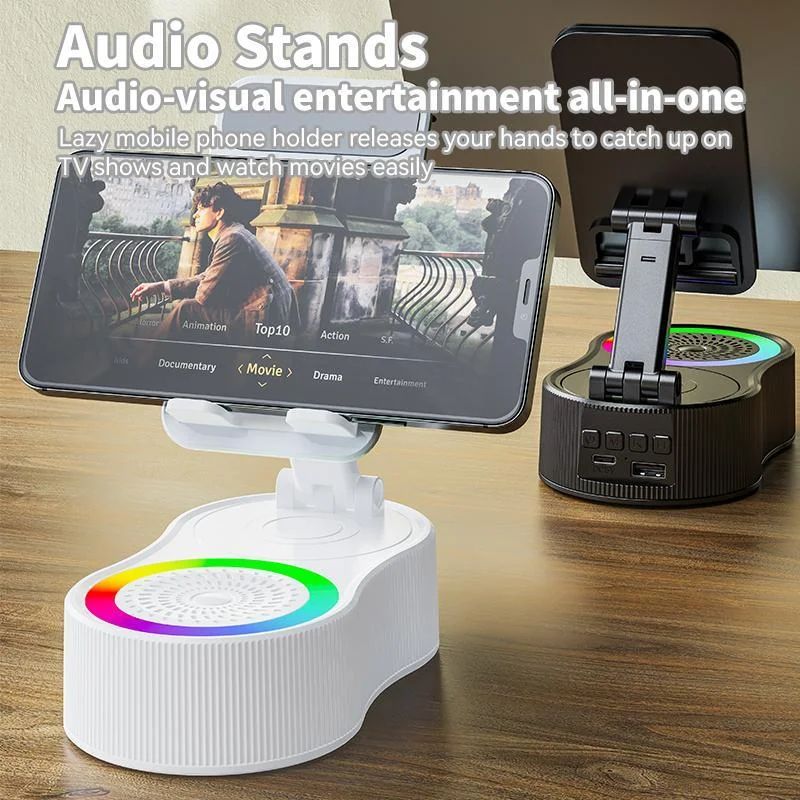 Ultimate All in One Bluetooth Speaker Phone & Tablet Stand With LED Light white