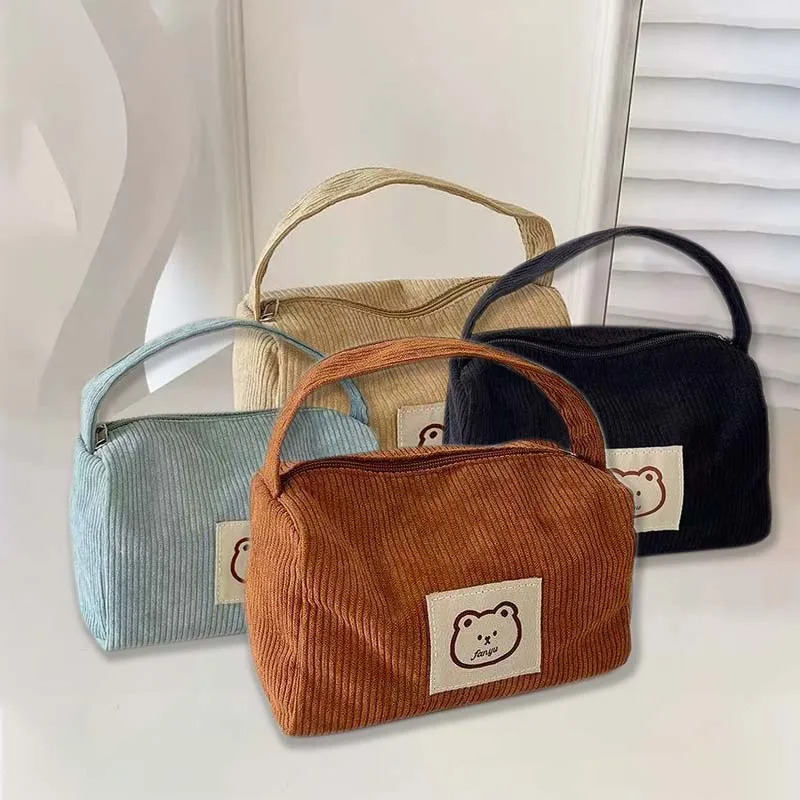 Plush Women's Cosmetic Bags, Soft And Comfortable Summer Handbag With Handle blue