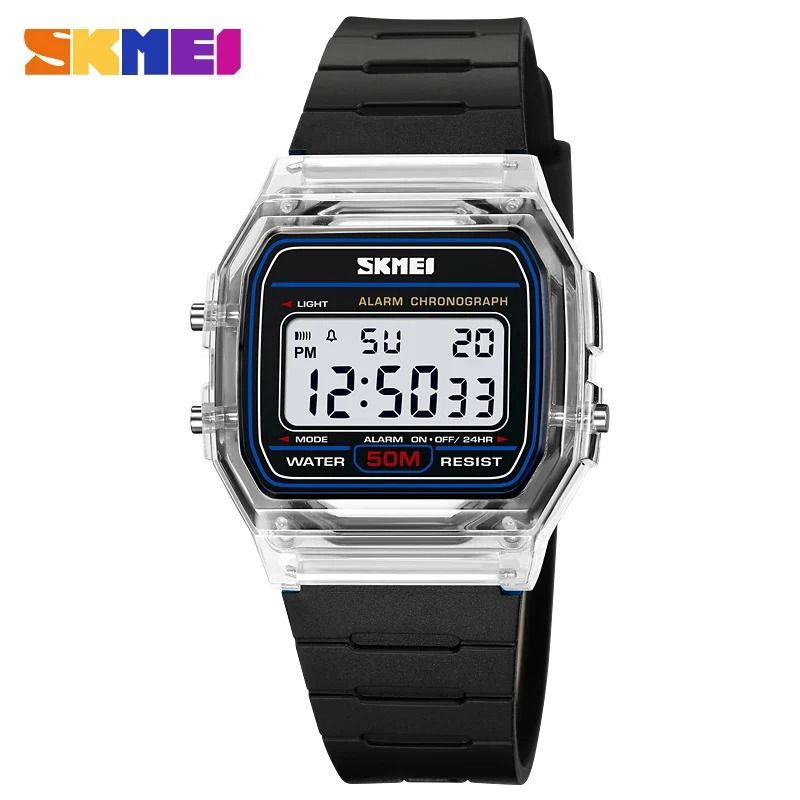Retro Square Digital Sports Watch blue