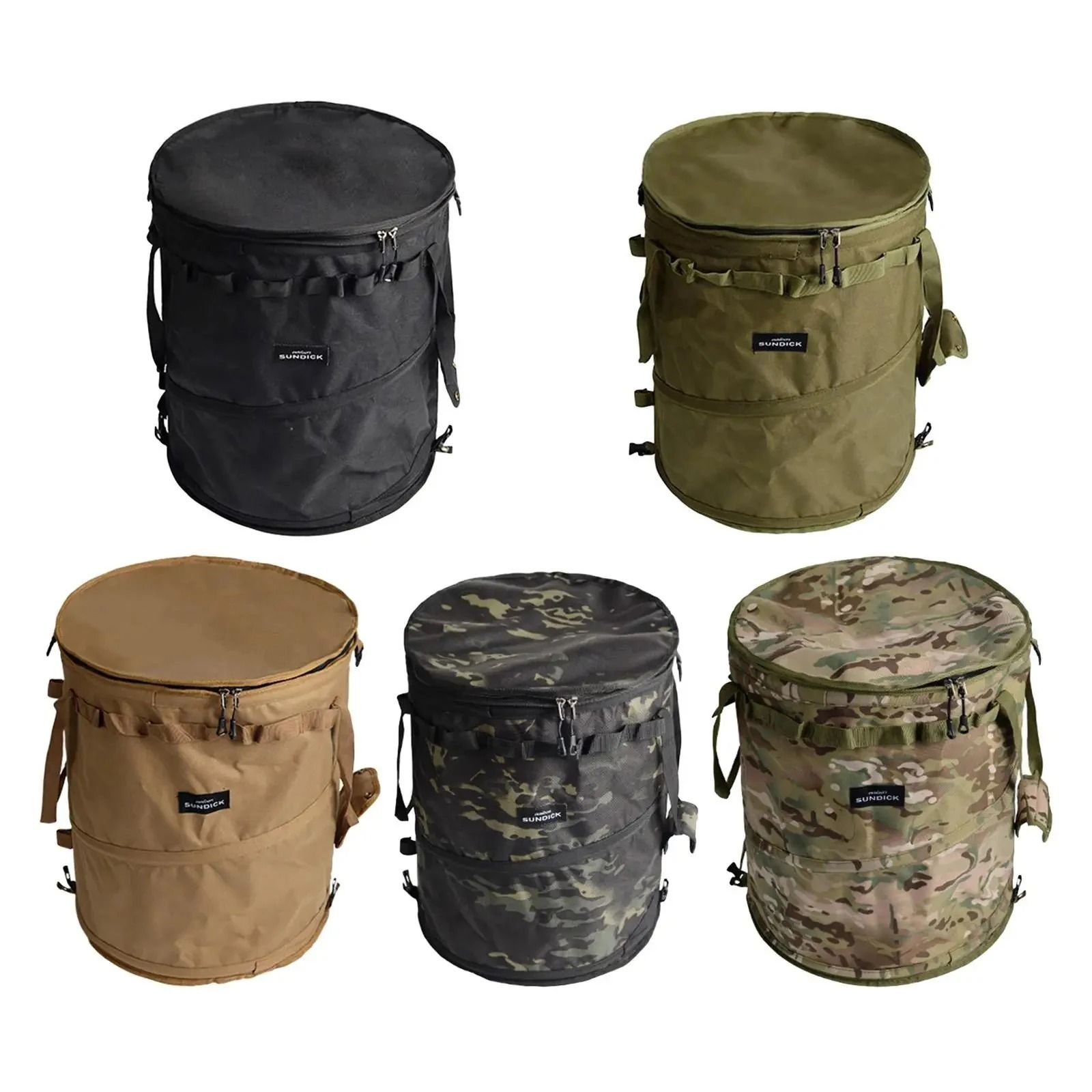 Collapsible Oxford Cloth Camping Trash And Storage Bucket brown