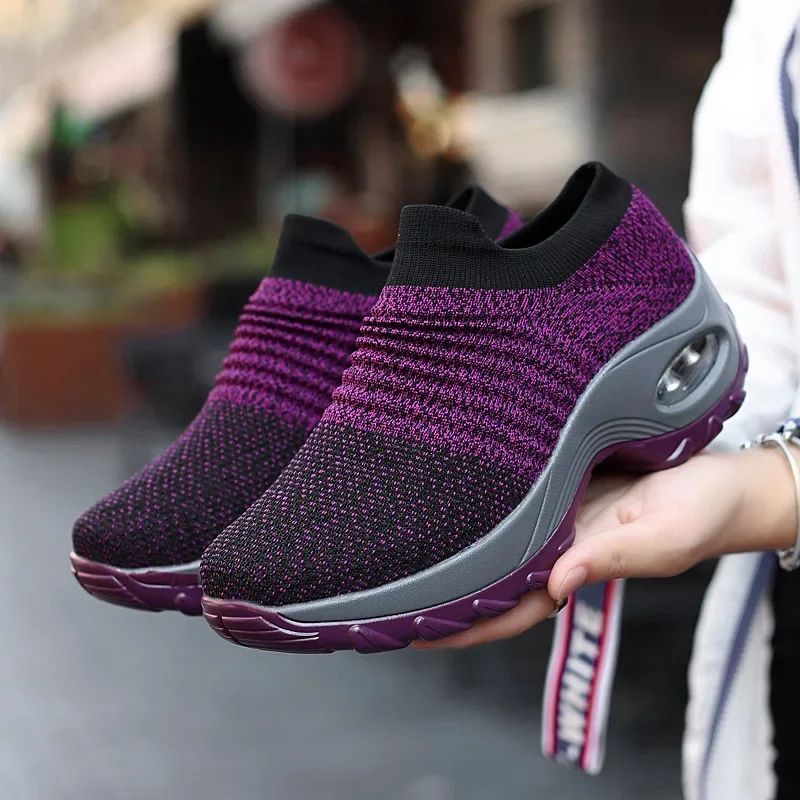 Women's Orthopedic Platform Sneakers Non Slip Casual Comfort Walking Shoes purple 8.5
