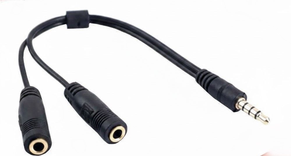 Black Audio Y Splitter Headphone Cable, Male To Female Gold Plated, Laptop PC Audio Splitter Black Audio Y Splitter Headphone Cable, Male To Female Gold Plated, Laptop PC Audio Splitter