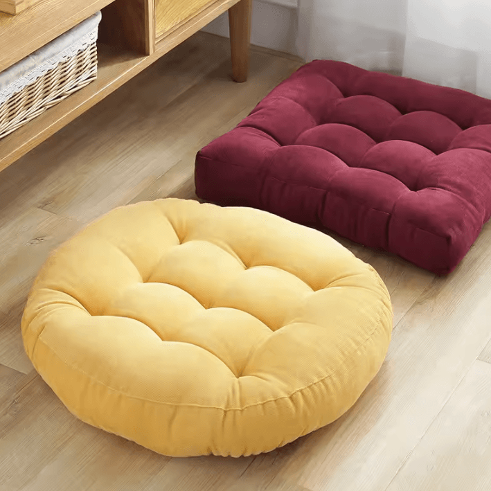 ZenNest Round Floor Cushion Large Meditation & Seating Pillow For Yoga, Living Room, Kids & Adult Comfort corduroy Yellow round 16.54 Inches