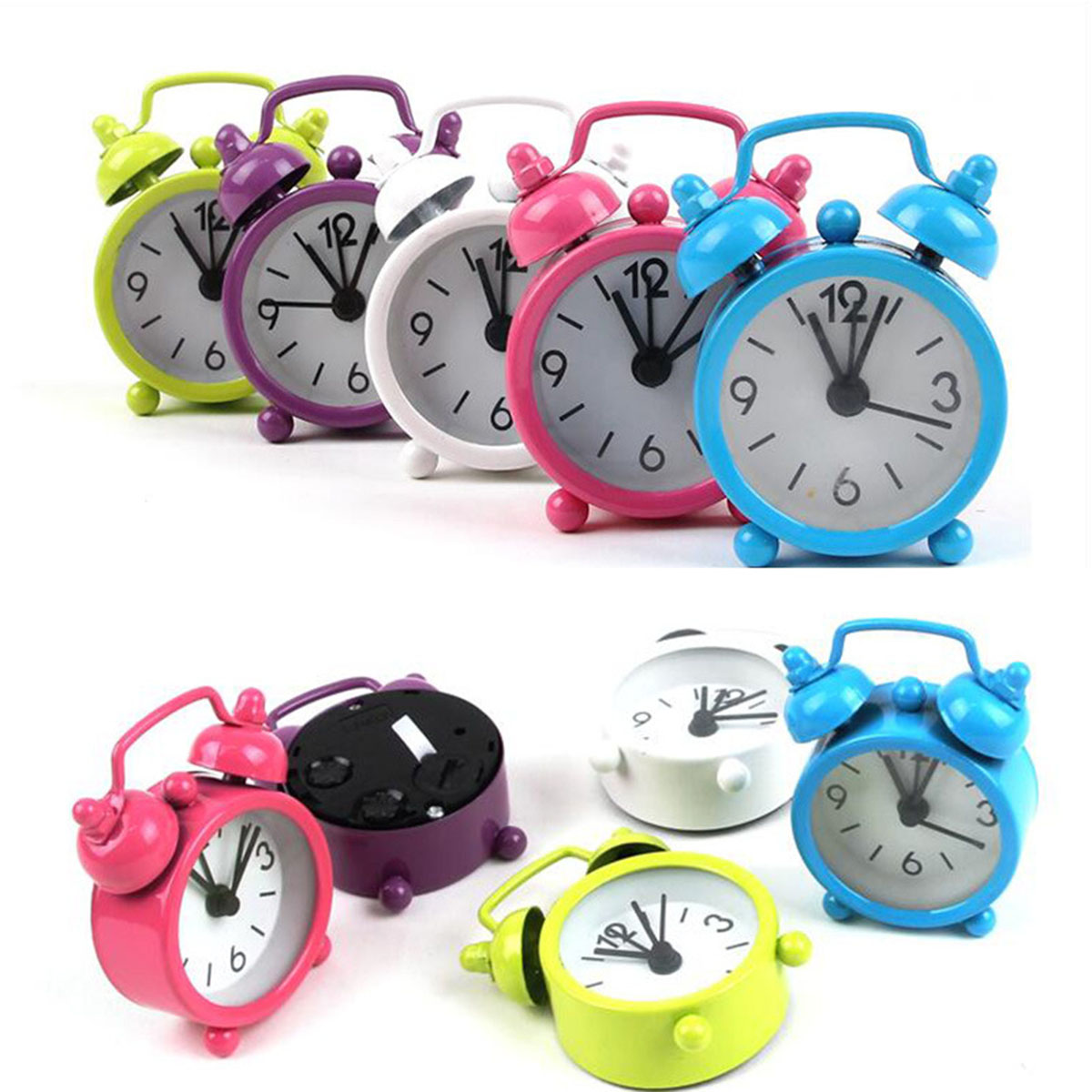 Multicolor Electronic Small Alarm Clock Creative Cute Mini Metal Table Alarm Morning Clock green