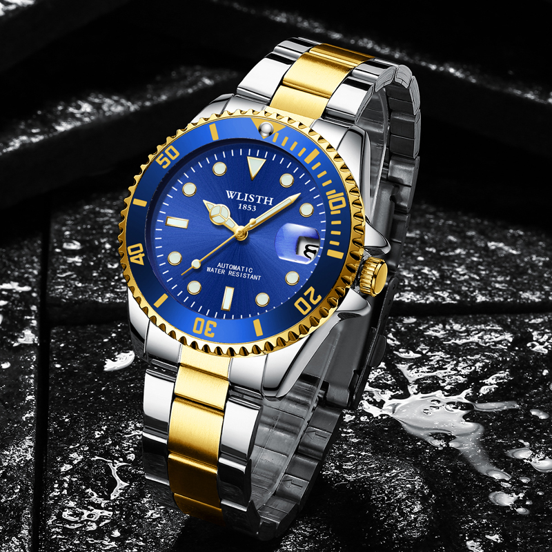 Classic Automatic Mechanical Watch For Men Waterproof Luminous Stainless Steel Luxury Date Watch black