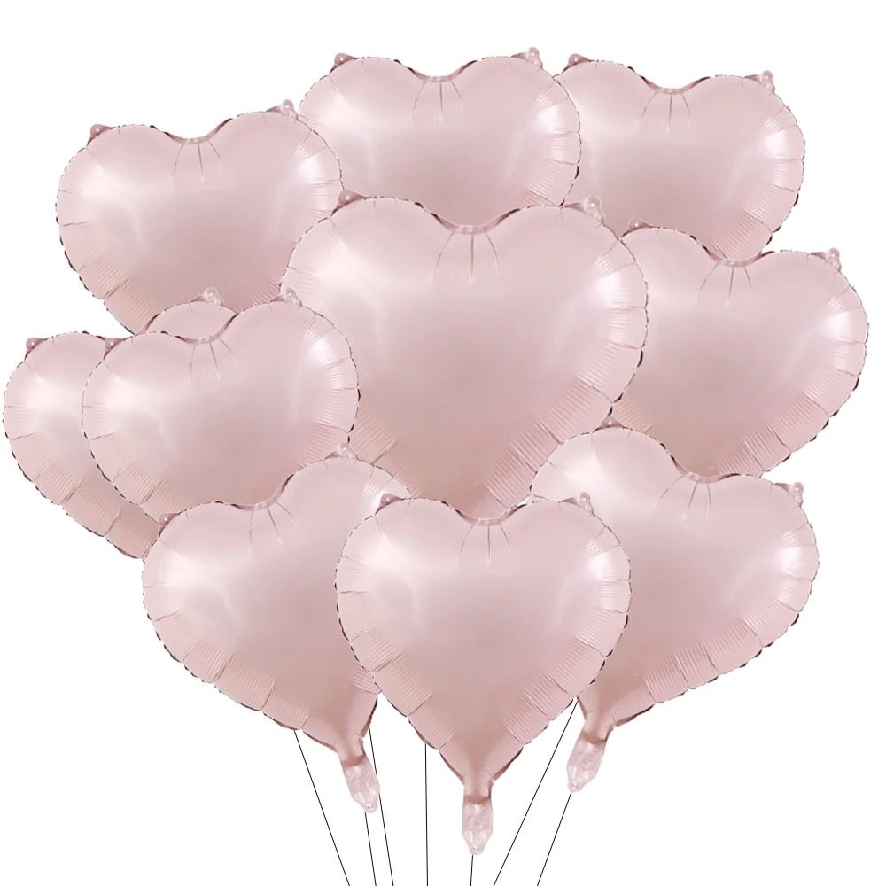 10 Piece 18 Inch Heart Foil Balloons | Pink & Sage Green Set blue