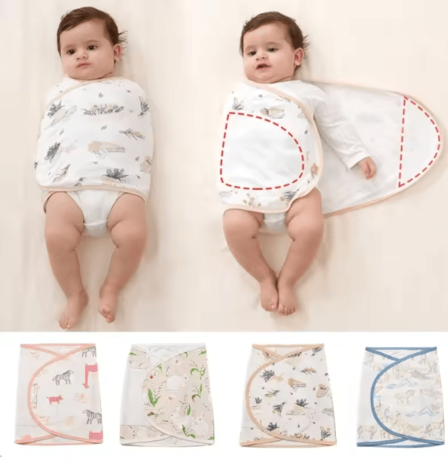 CalmNest Anti Startle Baby Swaddle Wrap Cotton Muslin Blanket h 35x80cm