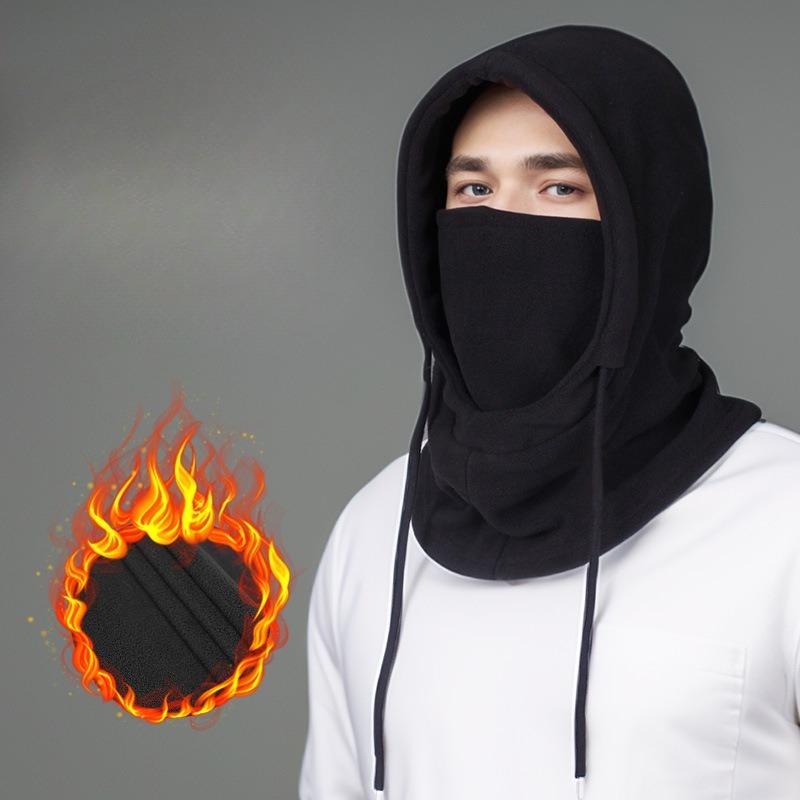 Thermal Fleece Balaclava Hood Windproof Winter Face Mask Neck Warmer For Men And Women Outdoor Ski Cycling beige one Size Fits All