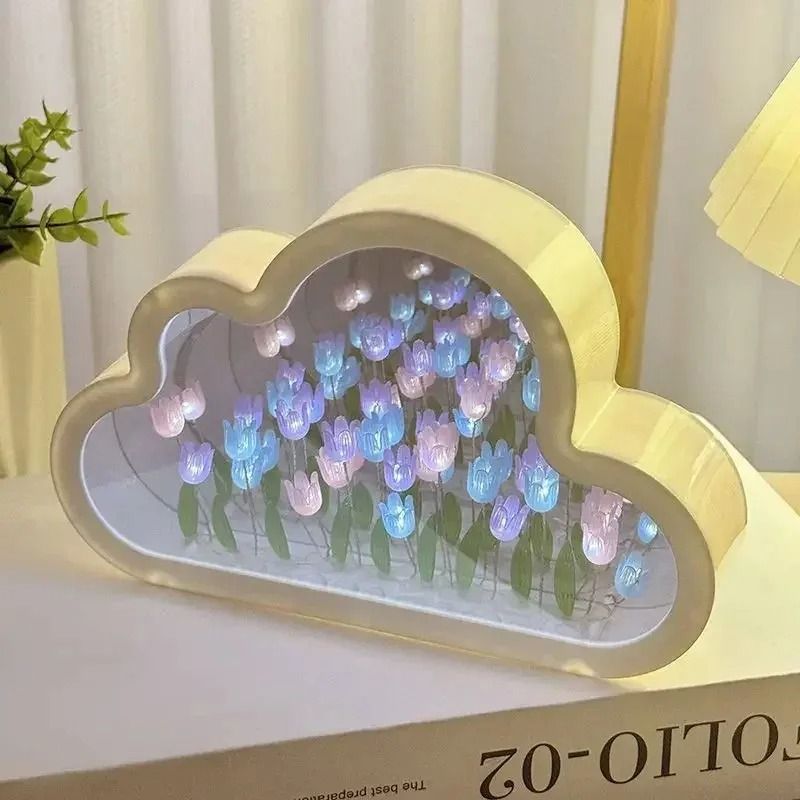 Handmade "Tulip Cloud" Infinity Night Light pink