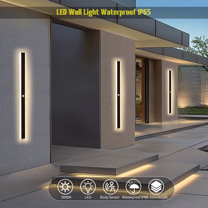 SmartGuard LED Outdoor Motion Sensor Wall Light IP65 Waterproof Garden & Porch Lamp a Style 30cm Cold White Gold C