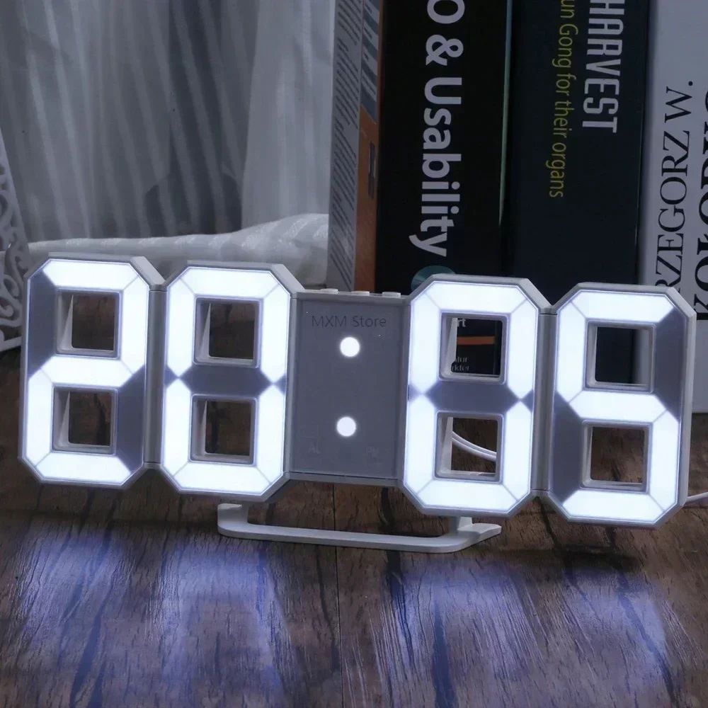 3D LED Digital Clock Wall Decoration 02