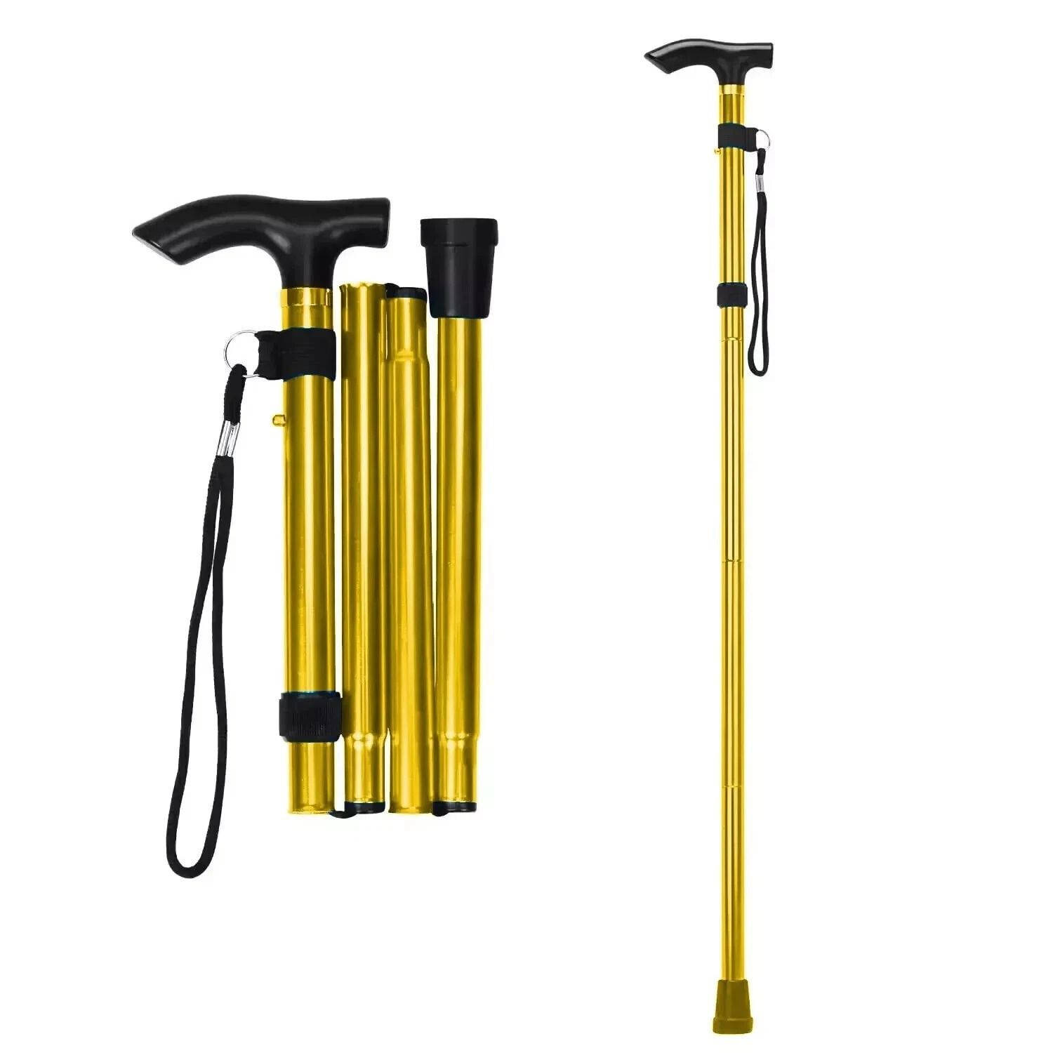 Adjustable Folding Cane Walking Stick, Aluminum Collapsible, Travel Hiking Stick, Portable Walking Aid Adjustable Folding Cane Walking Stick, Aluminum Collapsible, Travel Hiking Stick, Portable Walking Aid