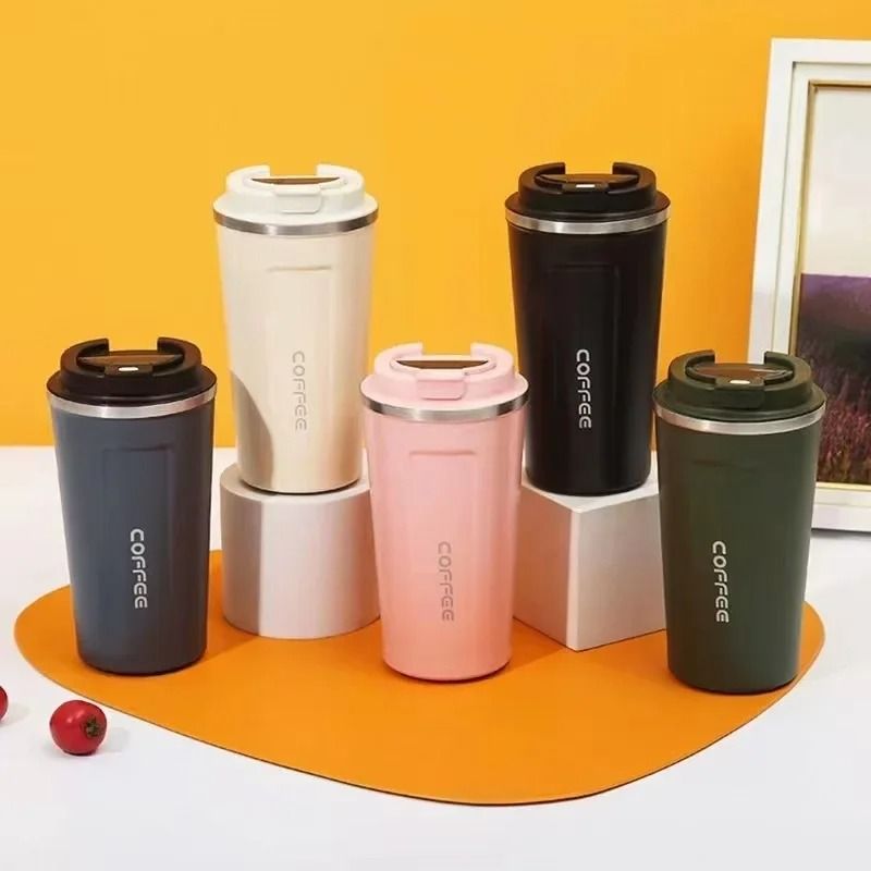 380 510ML Travel Stainless Steel Coffee Thermal Mug Leak Proof Thermos Bottle Vacuum Flask Insulated Cup black 380ml