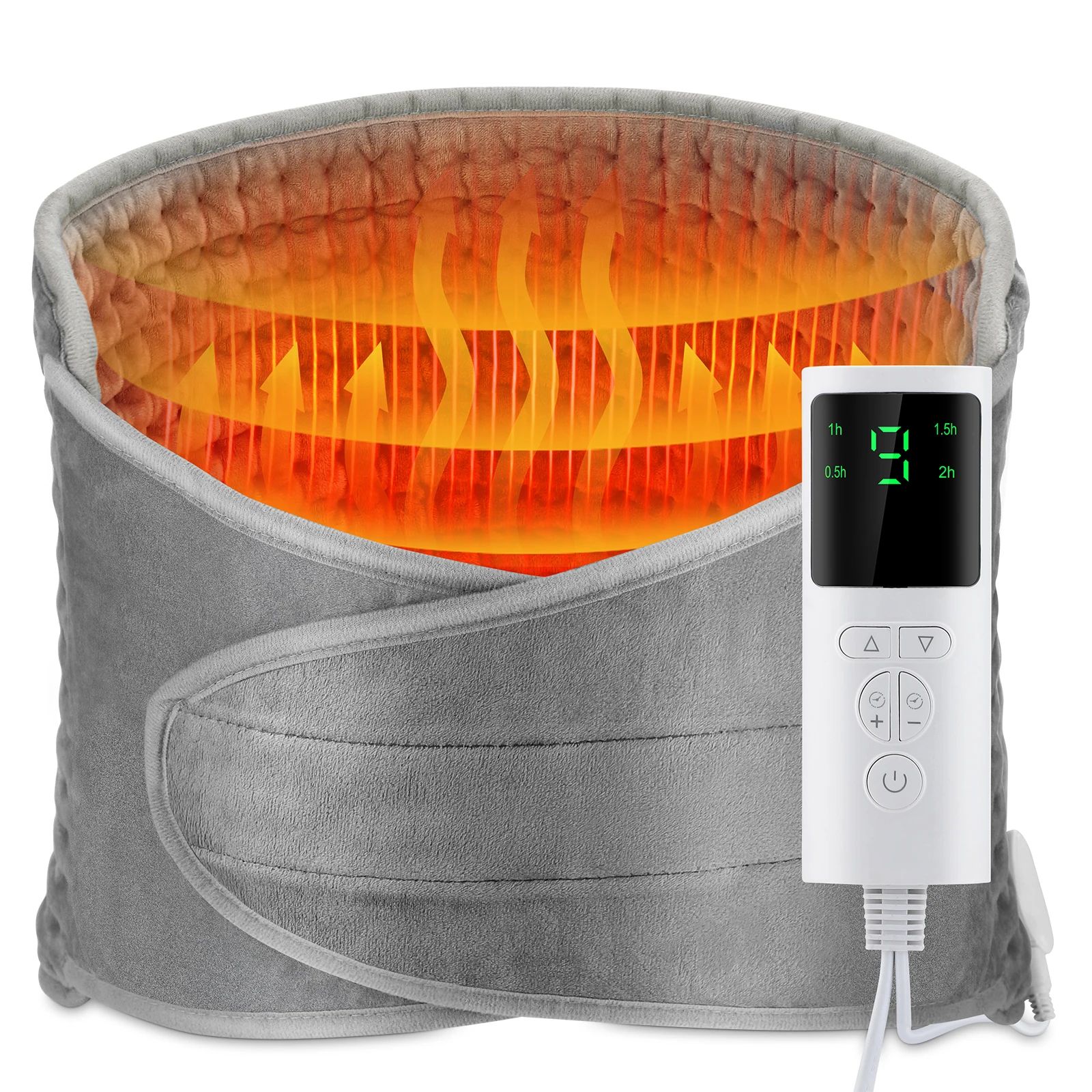 Electric Heated Back Support Belt With Adjustable Temperature grey au Plug(220v 240v)