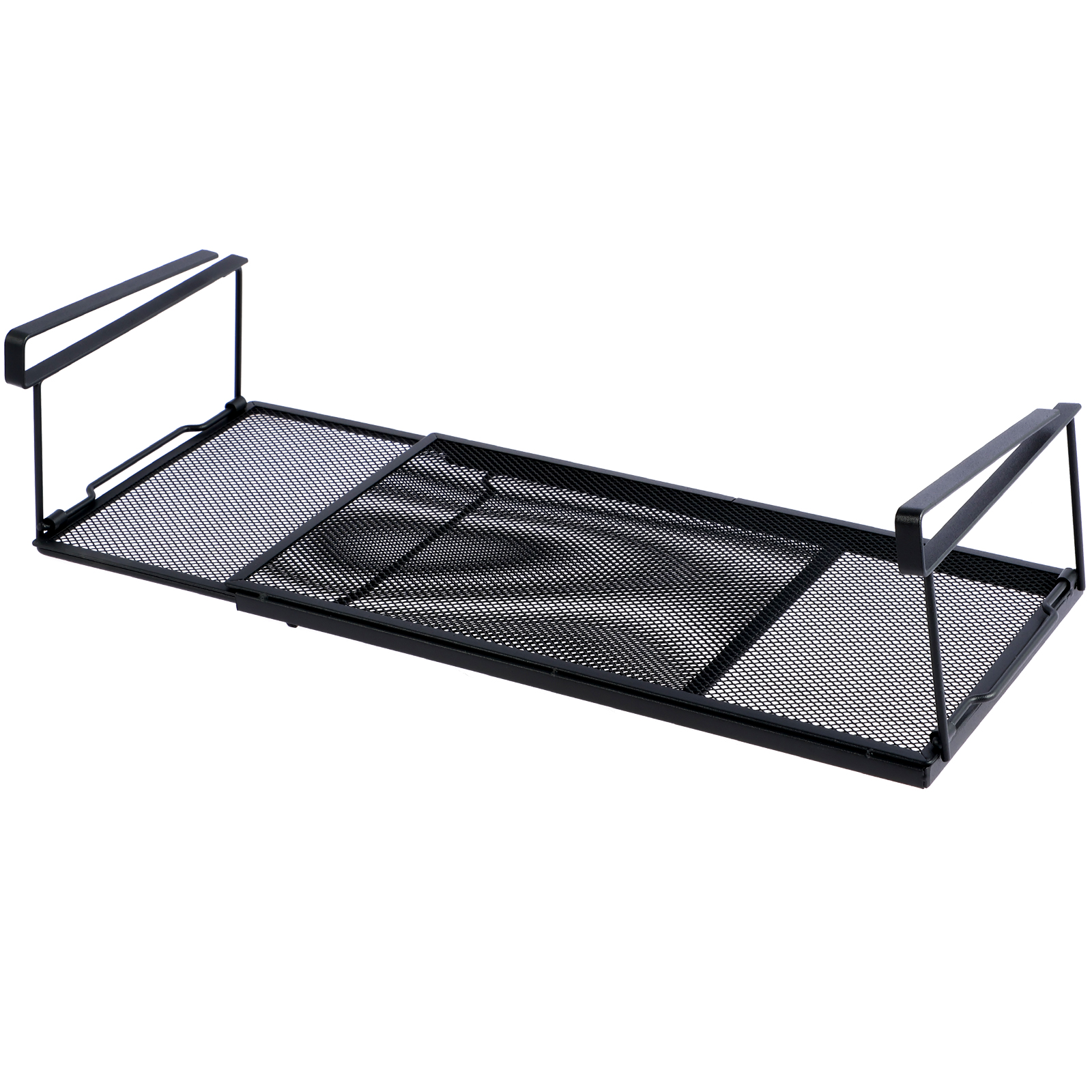 Multipurpose Extendable Under Cabinet Organizer Shelf, Steel Hanging Storage Rack For Kitchen And Household black