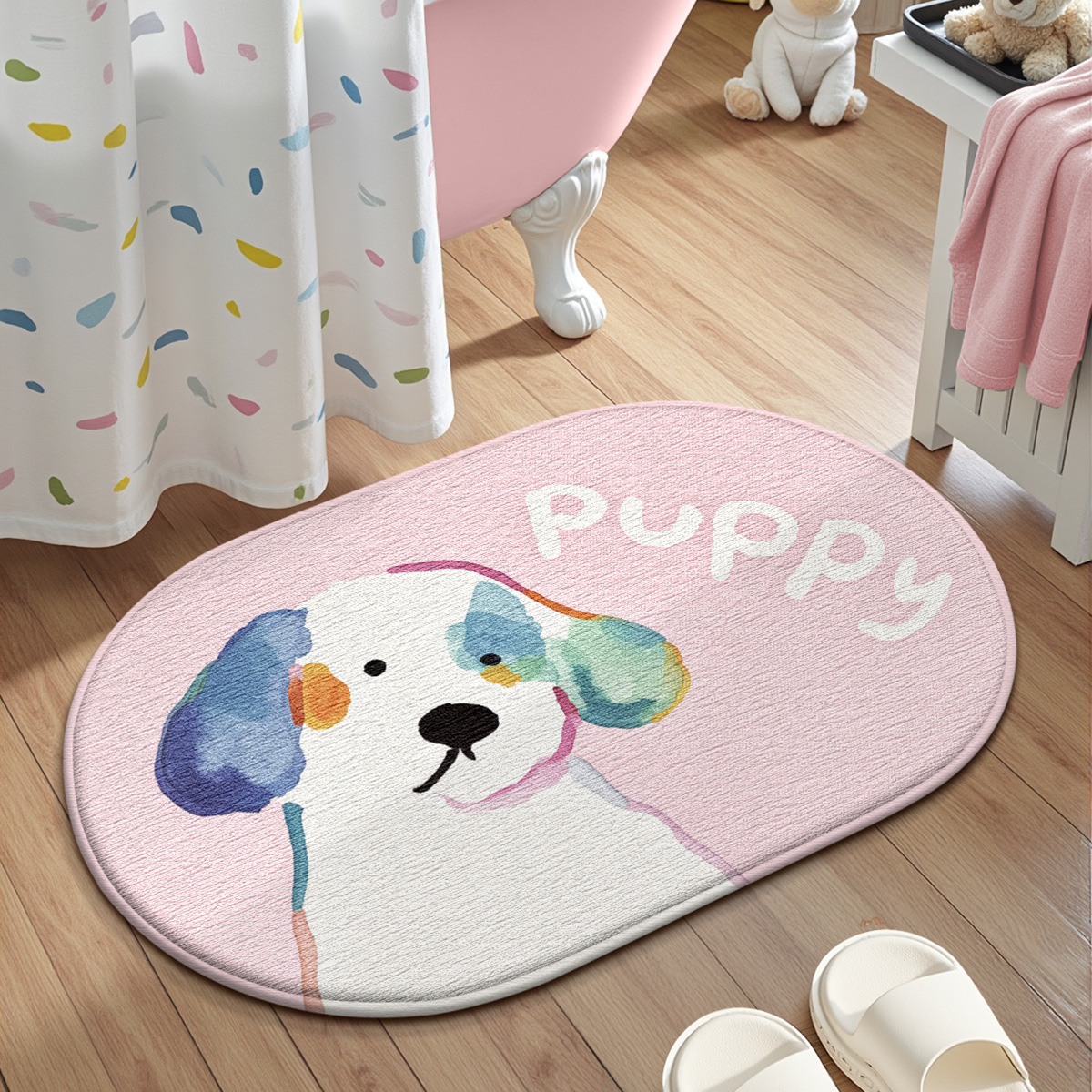 Adorable Cartoon Dog Bath Mat, Soft Memory Foam, Anti Slip Bathroom Rug smart Doggo Dodo s