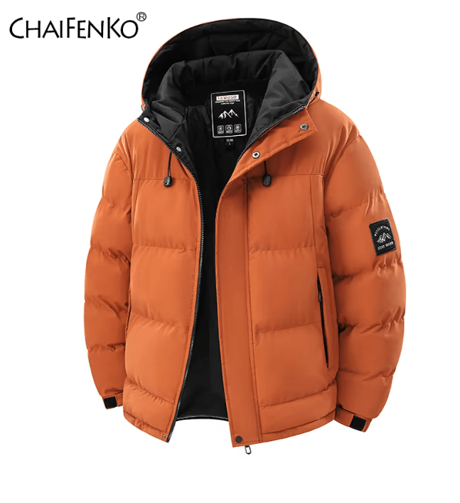 Mens Winter Hooded Parka Windproof Thick Warm Outdoor Coat red s