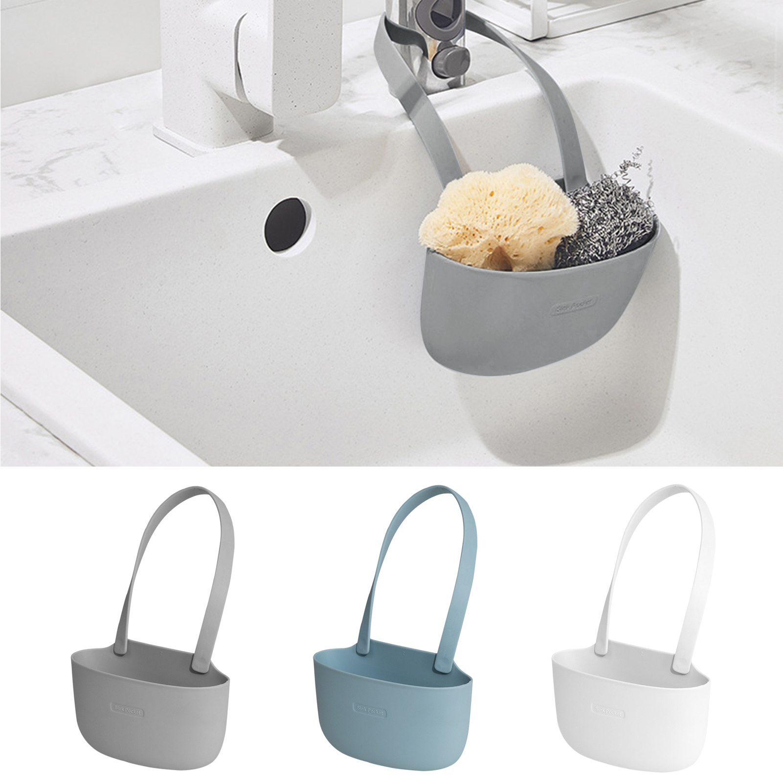 Kitchen Sink Sponge Holder, Home Storage Drain Basket, Hanging Drain Basket Bag For Bathroom And Kitchen Accessories white
