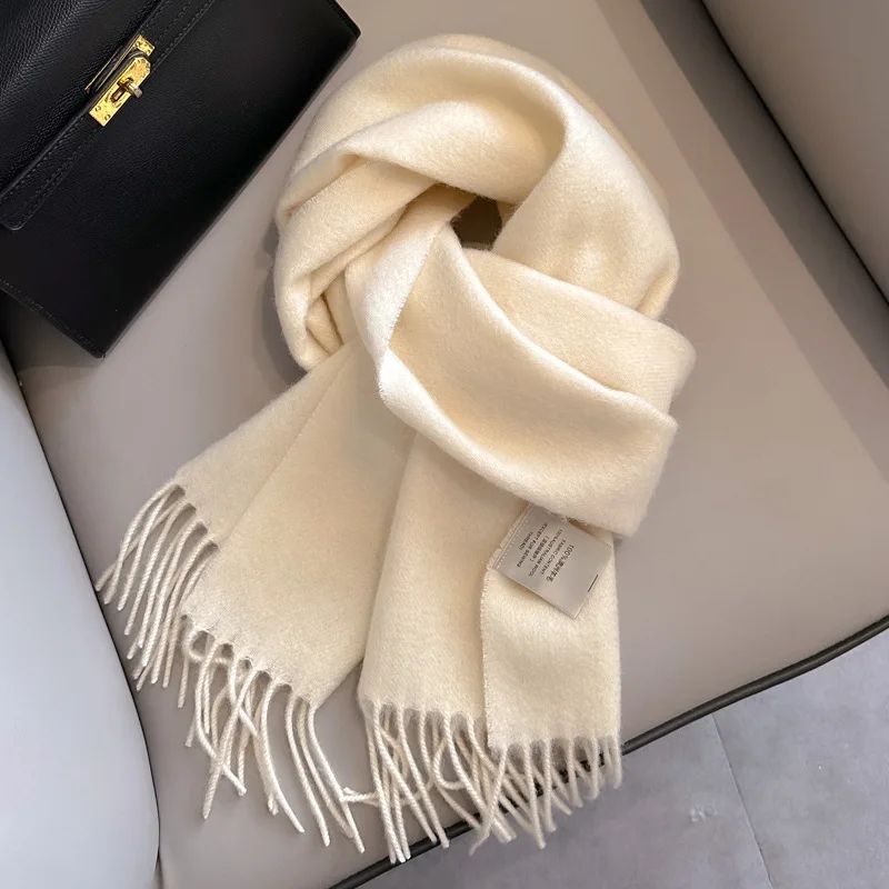 Premium 100% Wool Winter Narrow Scarf 28 Solid Colors Unisex Warm & Cold Proof Wrap 3