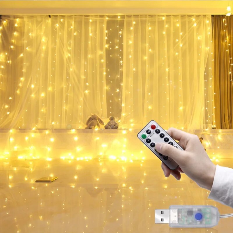 USB LED Curtain Lights Fairy Window Garland For Bedroom And Wedding Decor multi Color 3x 2 200leds