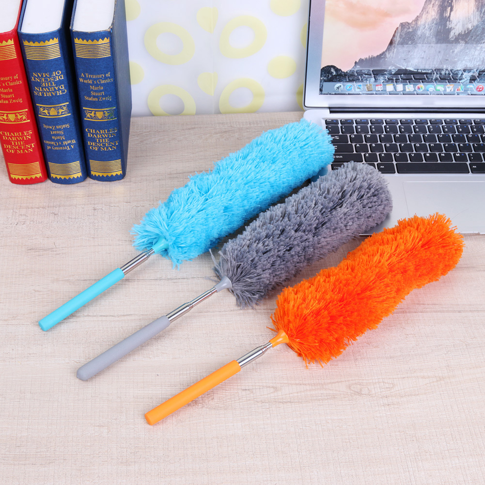Adjustable Duster Dust Cleaner, Microfiber Feather Duster, Furniture Dust Brush, Extendable Household Cleaning Tool blue