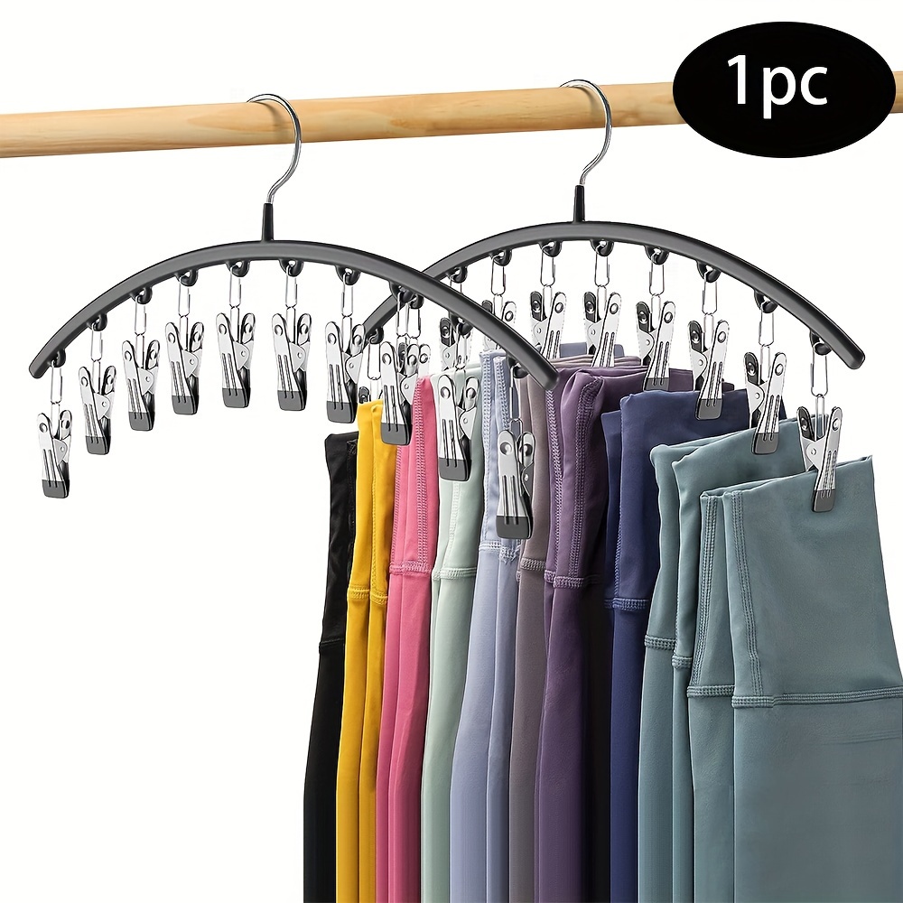 Space Saving Closet Organizer With Clips Hangs Pairs Of Leggings, Efficient Black Hanger pink