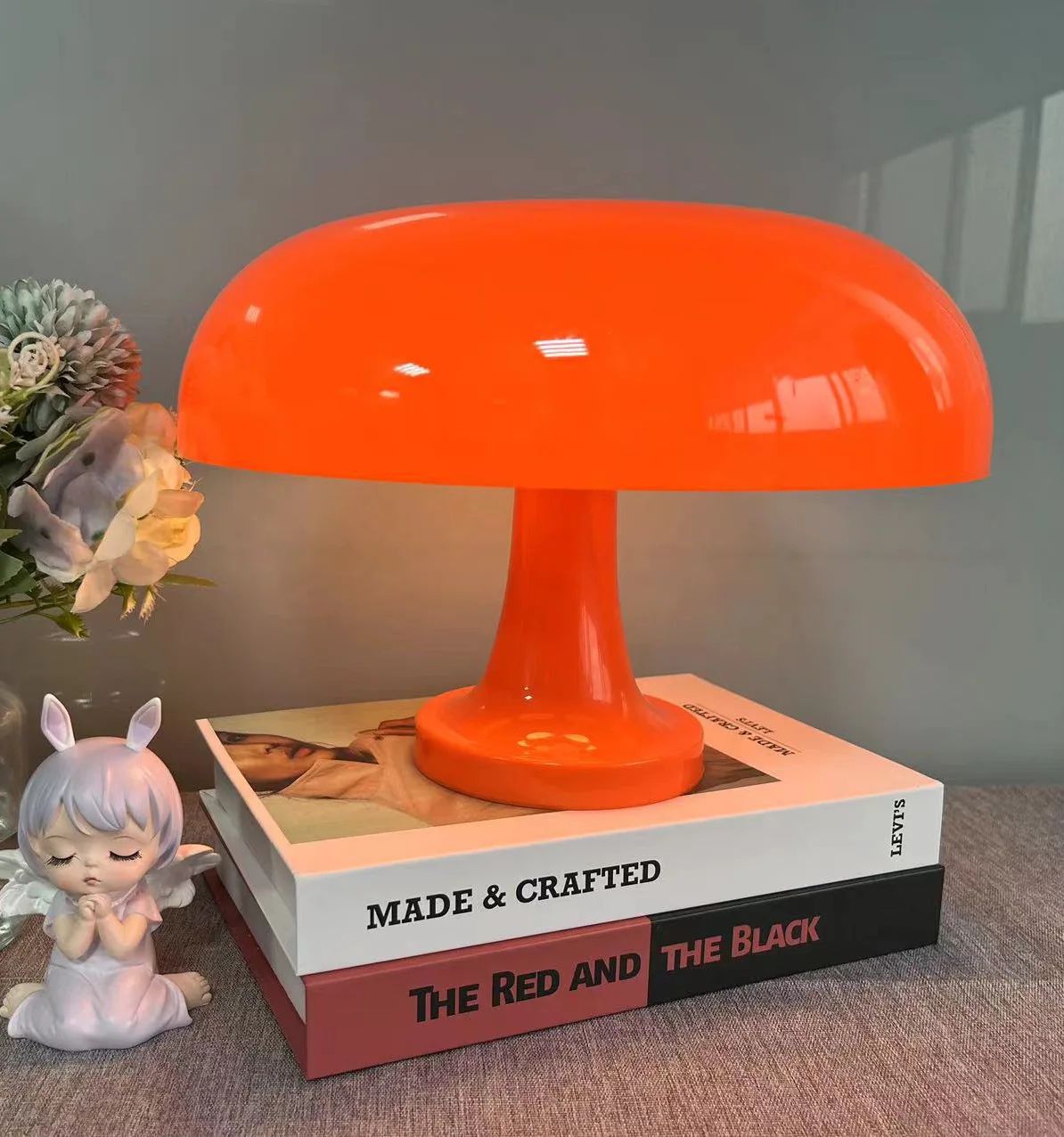 Minimalist Modern Orange Mushroom Table Lamp Danish Designer Style blackish Green Charging