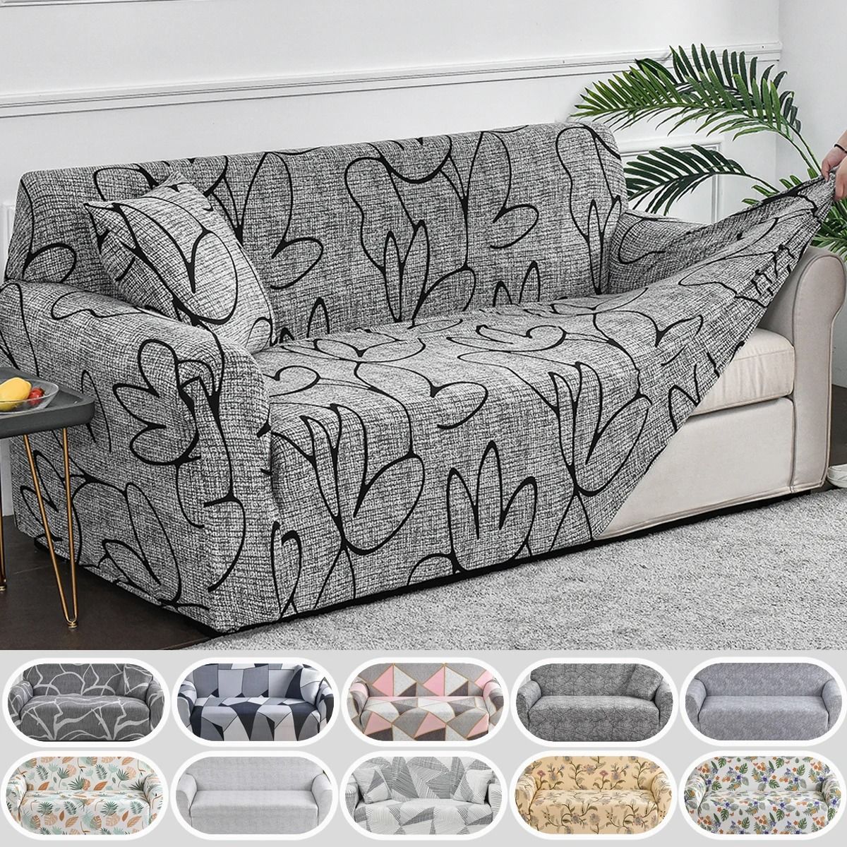 Floral Stretch Sofa Slipcover Elastic Spandex Couch Protector For Living Room Decor 14 single Seater 1 Pc