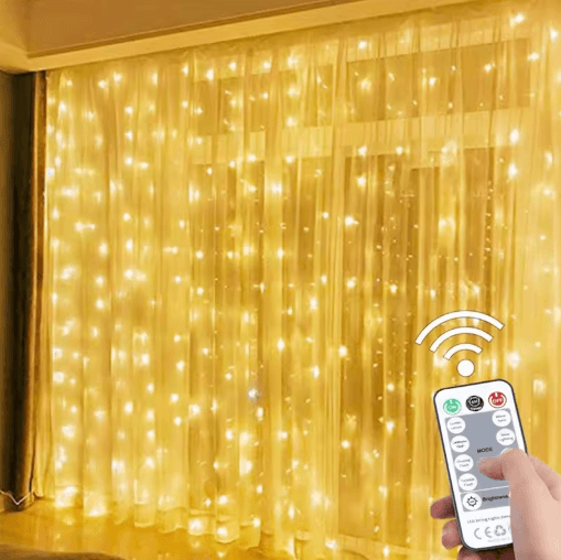 LED Curtain Fairy Lights With Remote Festoon Garland Party Decor white 3x3m