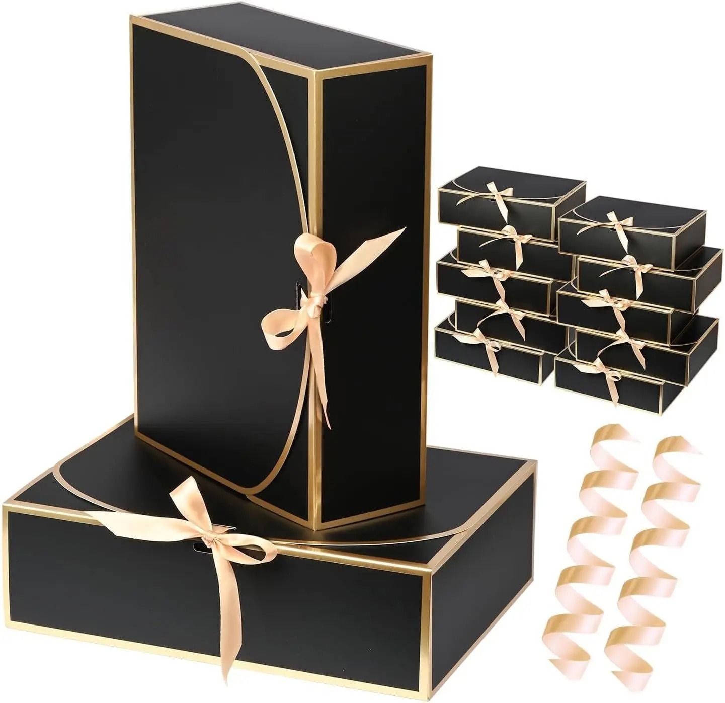 Elegant Butterfly Ribbon Gift Boxes High Performance Cosmetic & Jewelry Packaging With Gold Silver Edging (10pcs) shiny 27 X 20 X 8 Cm