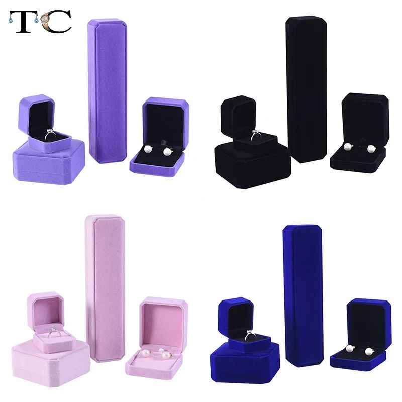 Premium Velvet Jewelry Box Elegant Ring, Necklace & Bracelet Organizer beige necklace Box