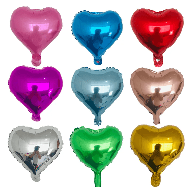 10 Piece 10 Inch Heart Foil Balloons Party Decoration Set silver