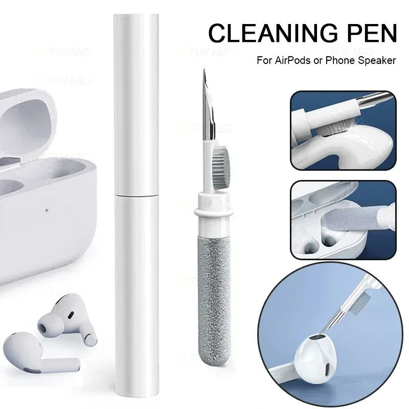 Bluetooth Earphones Cleaning Pen Multi Function Precision Kit For Wireless Earbuds white