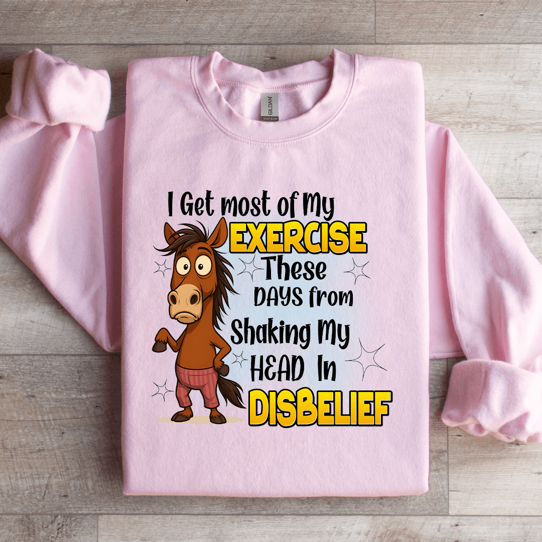 I Get Most Of My Exercise Sweatshirt 3XL Light Pink