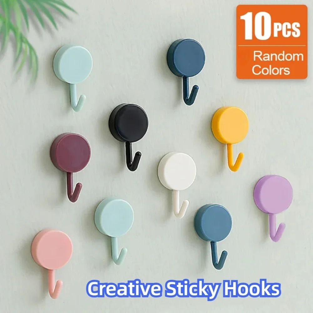 Self Adhesive Strong Wall Hooks For Coat Bag Kitchen Towel Hanger white 10 Pcs